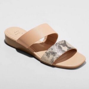 A New Day - ‘Ana’ Snakeskin Elevated Slide Sandal | Blush/Gray Snakeskin, Size 6